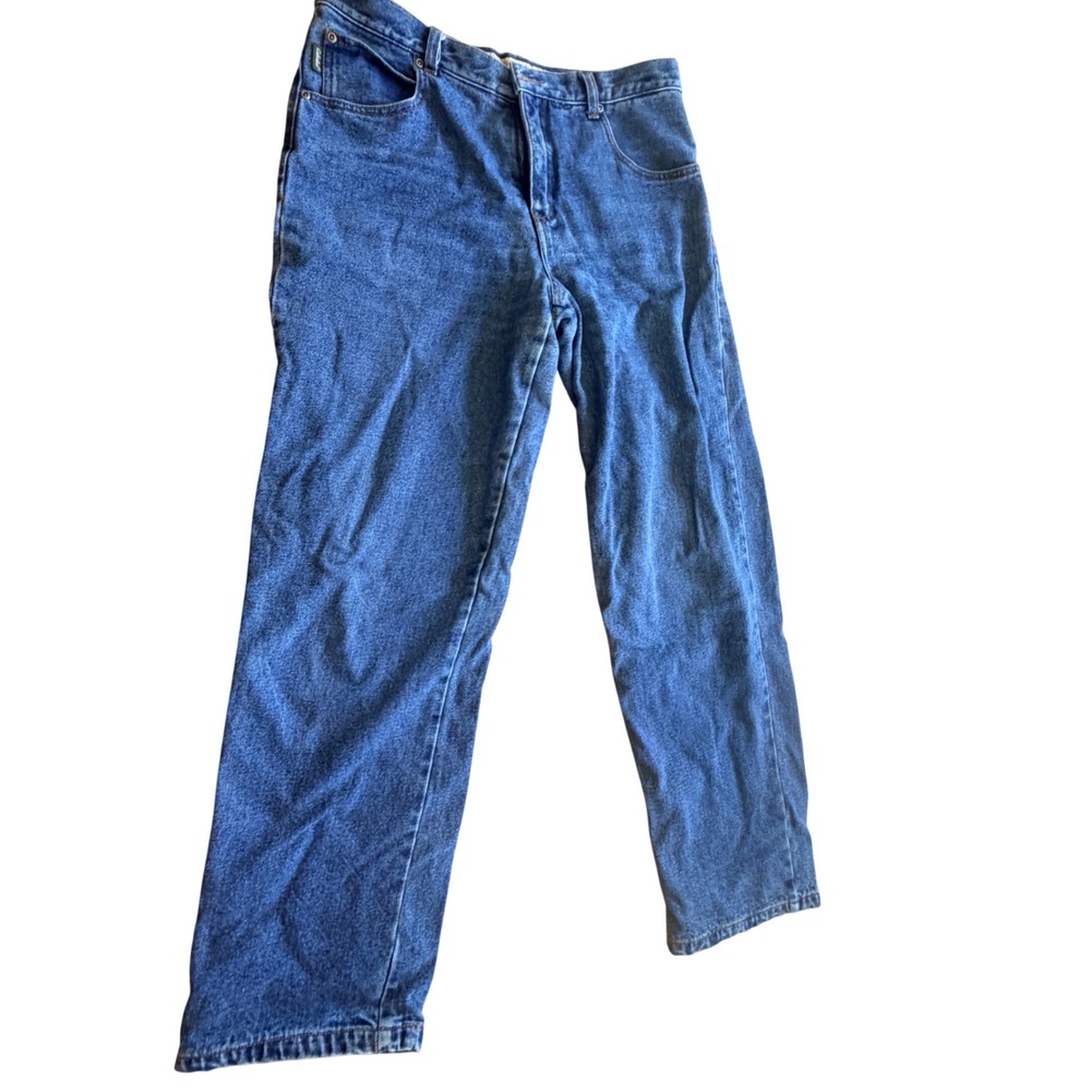 Cabelas Casuals Fleece Lined Straight Leg Jeans Women Size 12 Reg Blue Flannel